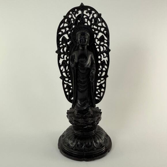Buddha Statue Standing on Lotus Zen Serene Meditation Open Palm Offering 10.5 - Picture 1 of 6